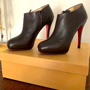Christian Louboutin leather brown booties